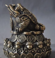 old chinese classical bronze money coin yuanbao ingot gold toad bufo frog statue