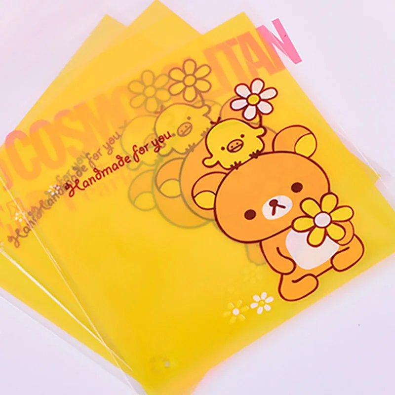 100 шт. подарочные пакеты с мультяшным медведем для конфет|Подарочные сумки и