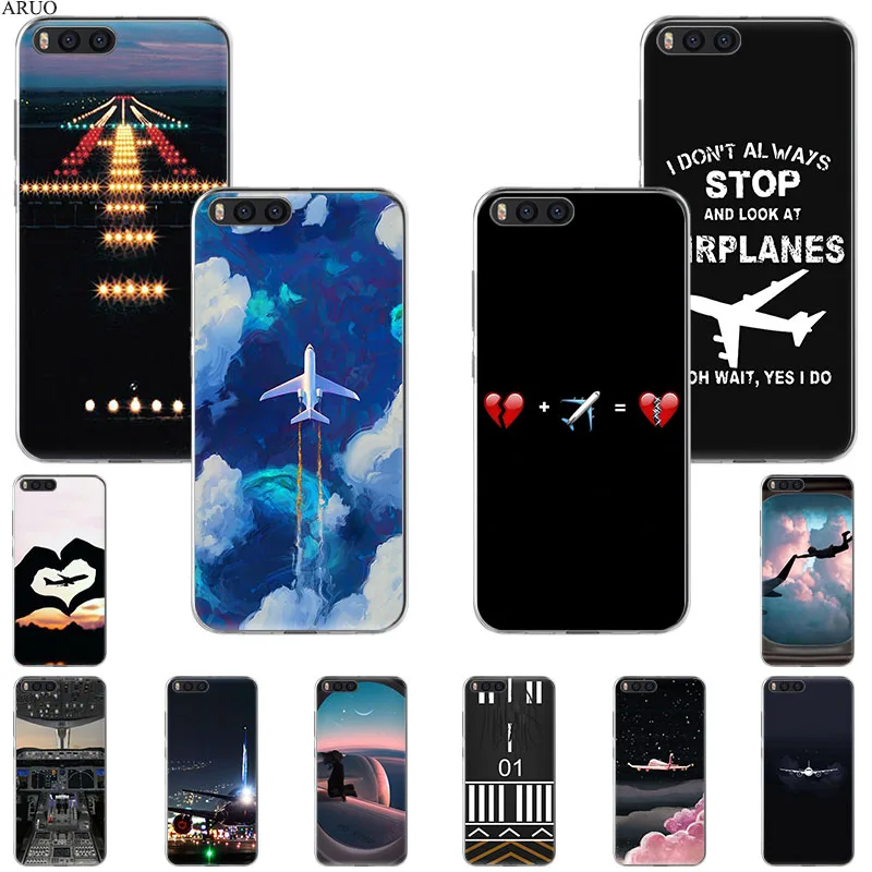 Силиконовый чехол Airplane Fly для телефона Xiaomi Mi A1 6x A2 5x mix3 Max2 Play Black Shark 3 2 Redmi 10x GO Y2 S2 Note 5
