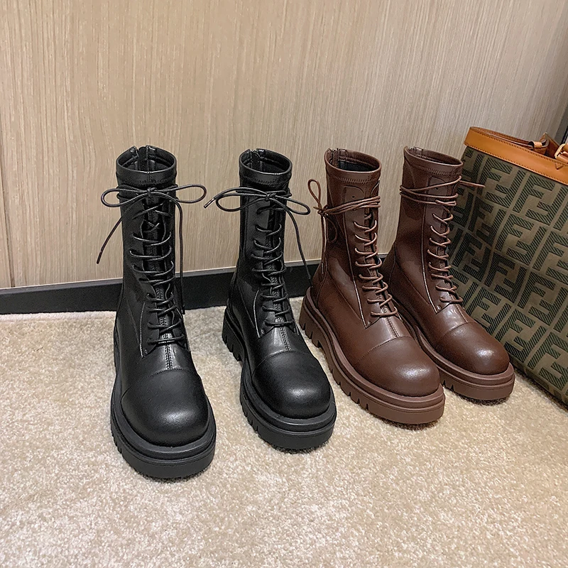 

Women mid-calf boots Microfiber shoes plus size 22-26.5cm length autumn and winter short plush online celebrity platform shoes