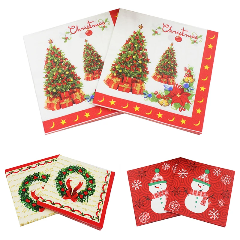 

Рождественская Чистящая целлюлоза, 20 одноразовых листов/упаковка, 2 слоя, товары для мероприятий, день рождения, сувениры