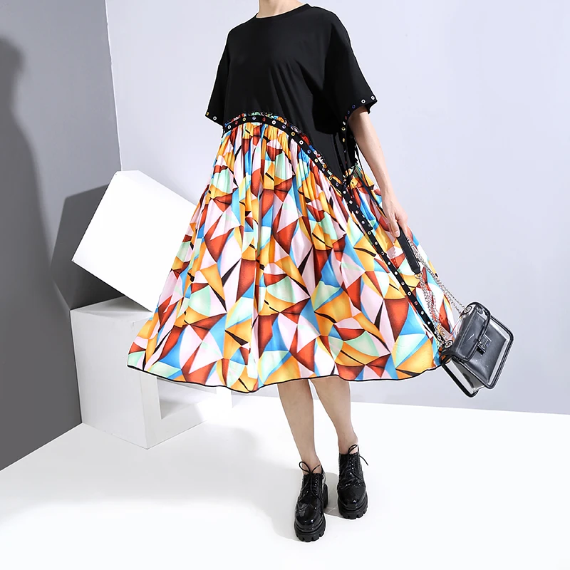 Новый 2020 Летний стиль женские большие размеры модное платье с лентой прямые