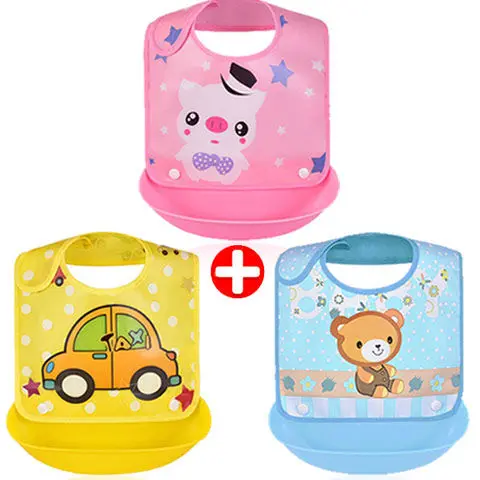 Нагрудник детский хлопковый непромокаемый с мультяшным принтом От 0 до 3 лет |