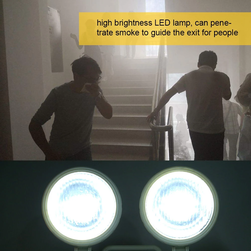 

Adjustable 2W Dual Lamp Head Exit 8 LEDs Emergency Light 110-220V EU Plug High brightness LED lamp