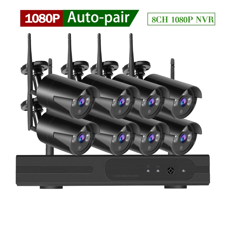 Amorvue 8CH 1080P Wifi CCTV камера система 2MP Wifi цилиндрическая ip-камера с защитой от атмосферных воздействий Wifi NVR комплекты видеонаблюдения камера безопасности