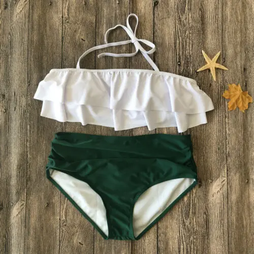 Женский купальник с цветочным принтом комплект бикини рюшами купальный костюм