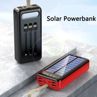 solar power bank 80000mah with cable fast charger led powerbank external battery pack for iphone 13 12 samsung xiaomi poverbank