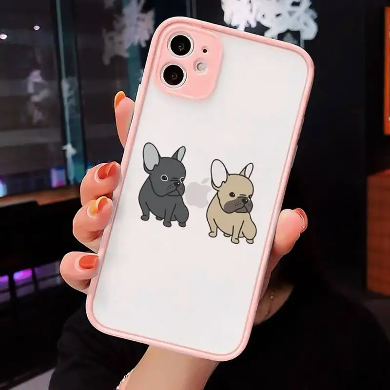 

French bulldog pet Phone Case Matte Transparent for iPhone 7 8 11 12 s mini pro X XS XR MAX Plus cover funda