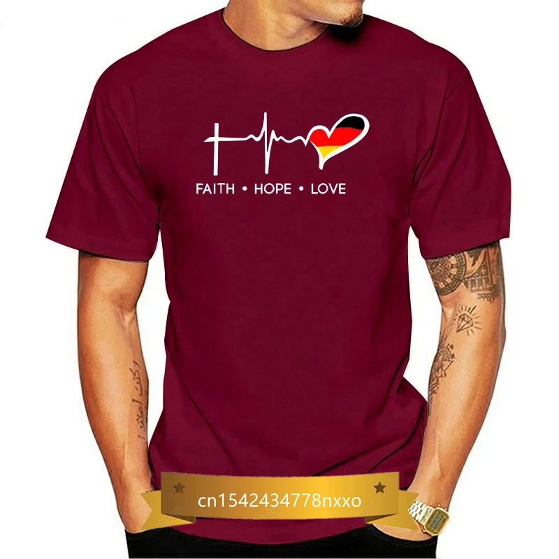 

Men 2018 Summer Tshirt Hipster Cool O Neck Tops Faith Hope Love Germany Flag T-Shirt Europe Berlin Hamburg O Neck Shirt