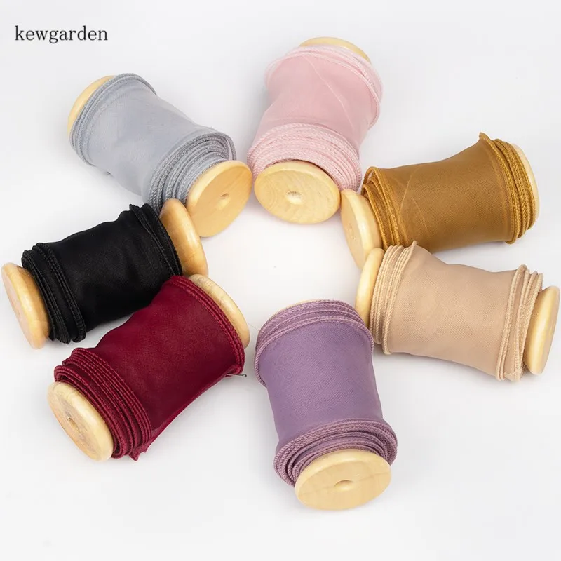 Kewgarden 50 мм 2-Дюймовая лента для упаковки цветов волнистая из органзы DIY аксессуары