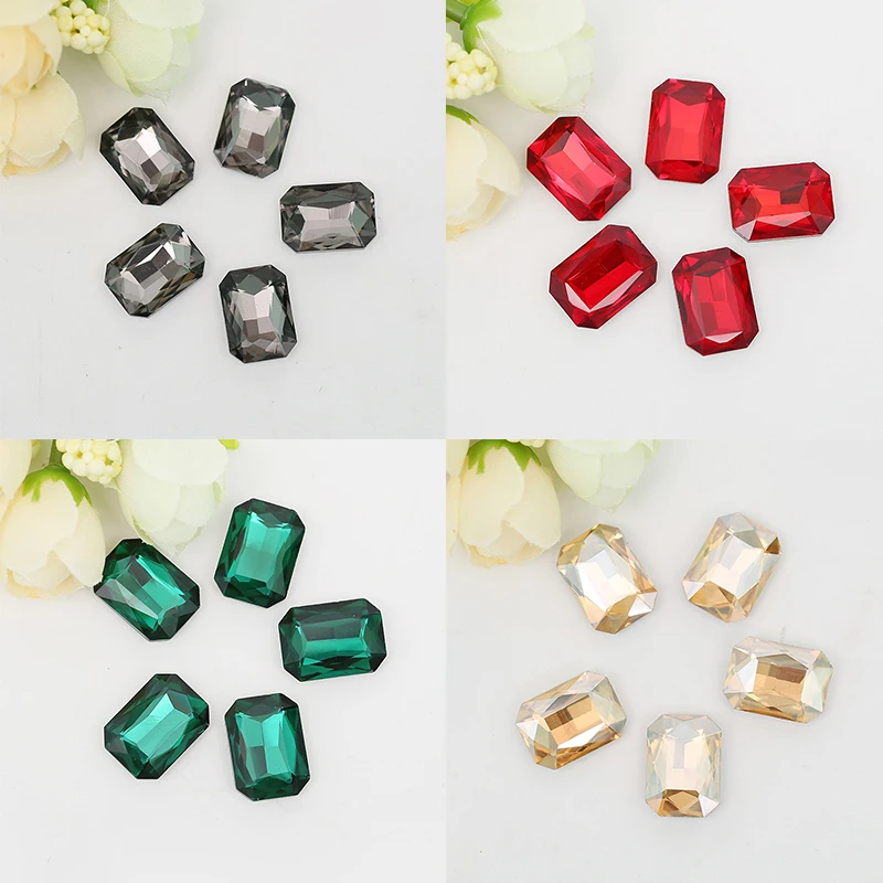 Стеклянные стразы для ногтей каплевидные Восьмиугольные цветные камни маникюра