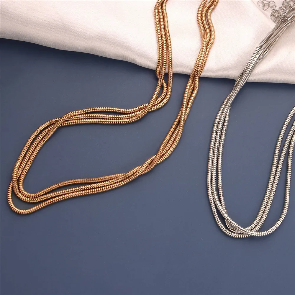 

Women Metal Choker Necklaces Trendy Multilayer Twist String Geometric Necklace Clavicle Chain Punk Collar Jewelry Statement New