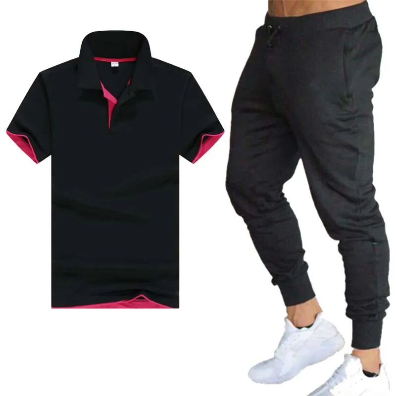 

2021 Summer Fashion Leisure Brand Men's Set Tracksuit Sportswear Track Suits Male Sweatsuit Short Sleeves T Shirt 2 Piece Set