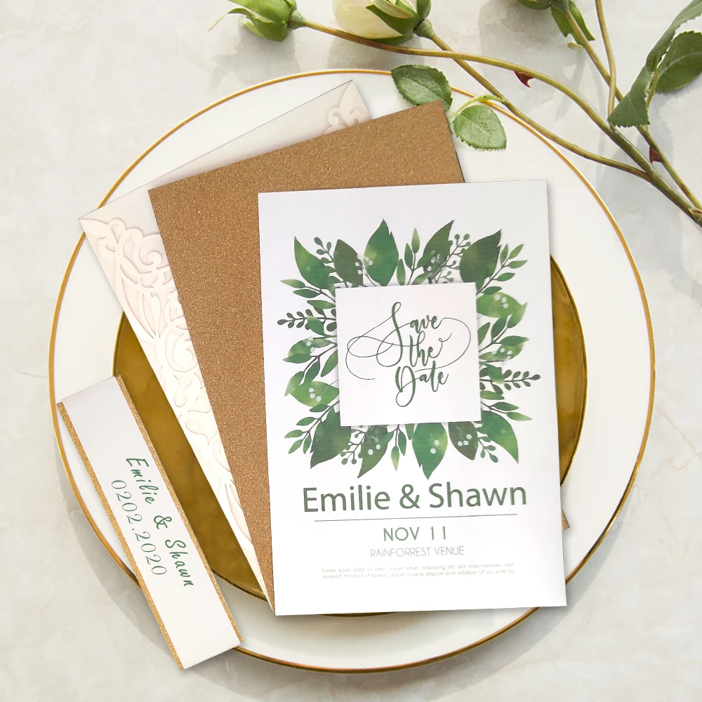 10 наборов свадебных приглашений в рустикальном стиле с конвертами