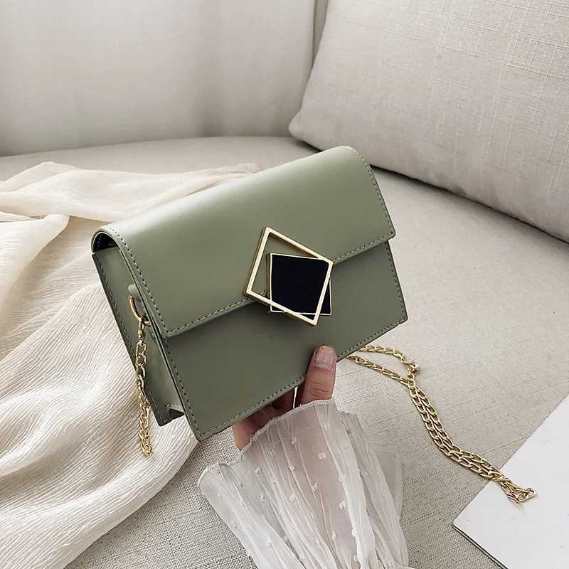 Модная маленькая сумка через плечо для женщин 2019 мини из искусственной кожи на одно мессенджер с цепочкой