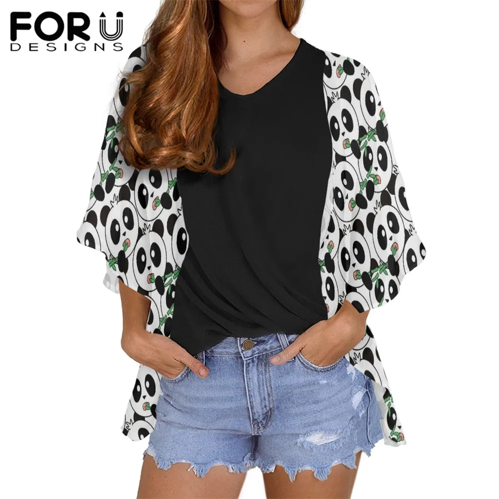 

FORUDESINGS Clever Women T Shirt Vintage Kimono Cardigan Tunics Girls Hawaiian Hibiscus Pattern Tee Lady Chiffon Blouses Mujer