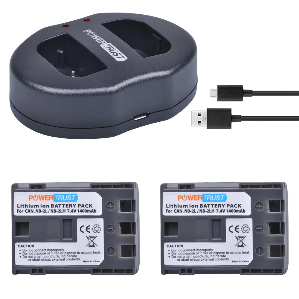 2 шт. 1400 мАч NB-2L NB-2LH NB 2L NB2LH батарея+ двойной USB зарядное устройство для Canon EOS 400D S80 S70 S50 S60 350D G7 G9 Kiss N X Rebel XT - Цвет: 2Battery and Charger