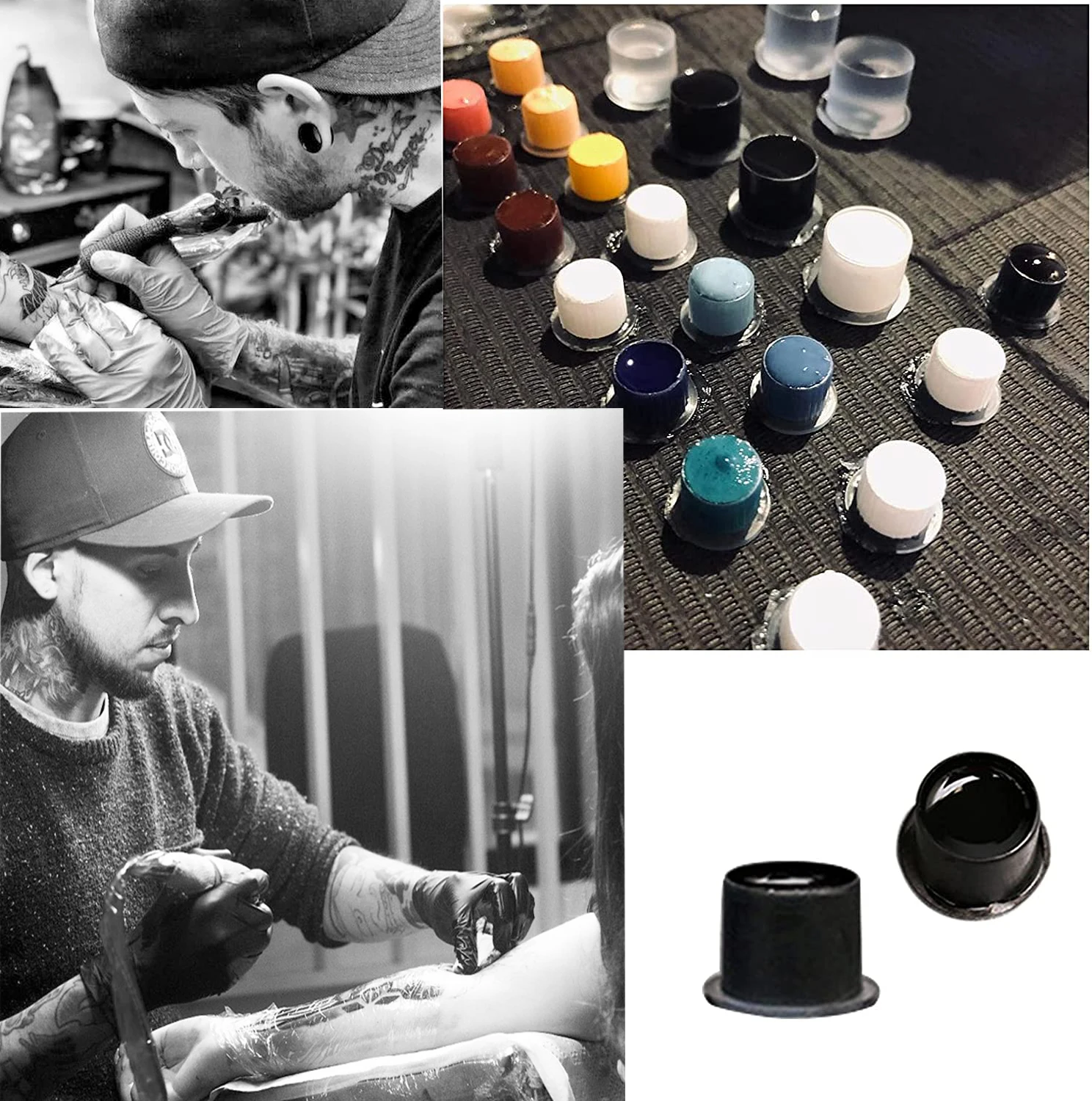 1000pcs plastic tattoo ink cups caps 17mm 14mm 11mm clear self standing ink caps tattoo pigment cups supply for ink free global shipping