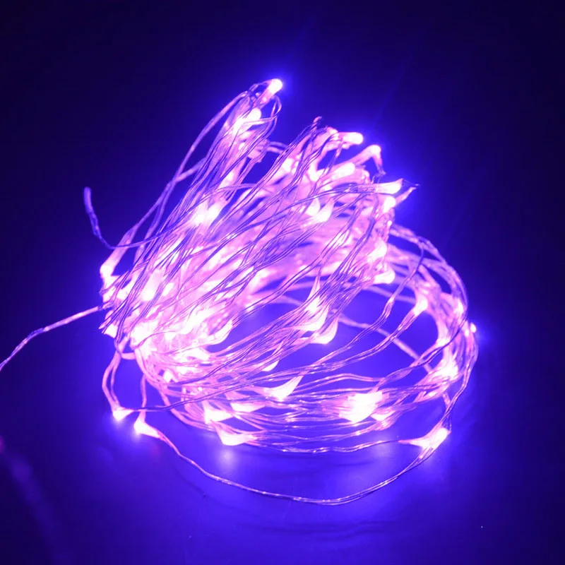 2 м, 3 м, 5 м, 10 м, питание от USB/питание от аккумулятора, серебряная светодиодная гирлянда, сказочные огни, Рождественская гирлянда, вечерние, свадебные, декоративный светильник - Испускаемый цвет: Фиолетовый