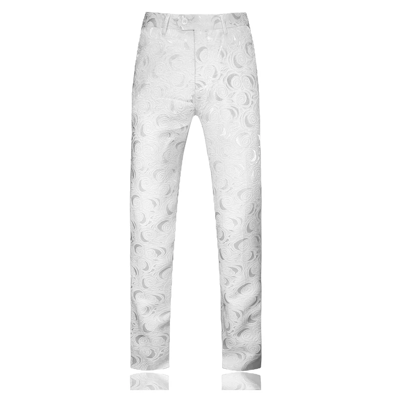 Black White Jacquard Floral Pants Men High Quality Casual For Luxury Hip Hop Streatwear Stylish Pantalones Hombre P2 | Мужская одежда