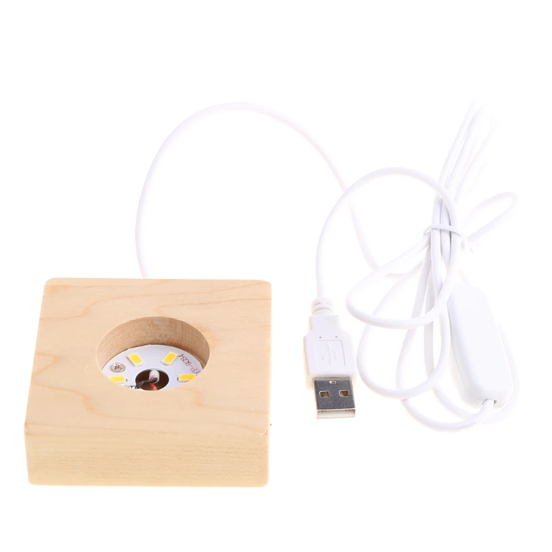 

LED Night Light Wooden Square Base Holder Display Stand for Crystals Glass Ball Illumination Lighting Accessories