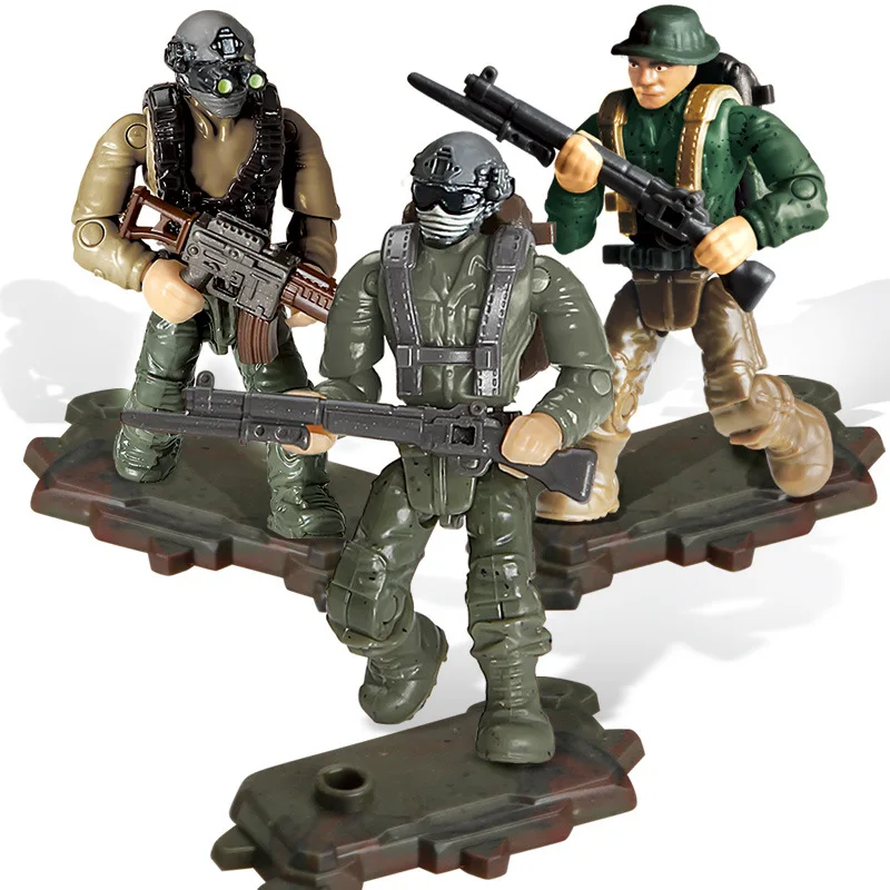 

6Pcs/set City Police Building Blocks Military Duty Mini Soliders SWAT Action Figures with Weapons Guns Bricks Toys for Boys