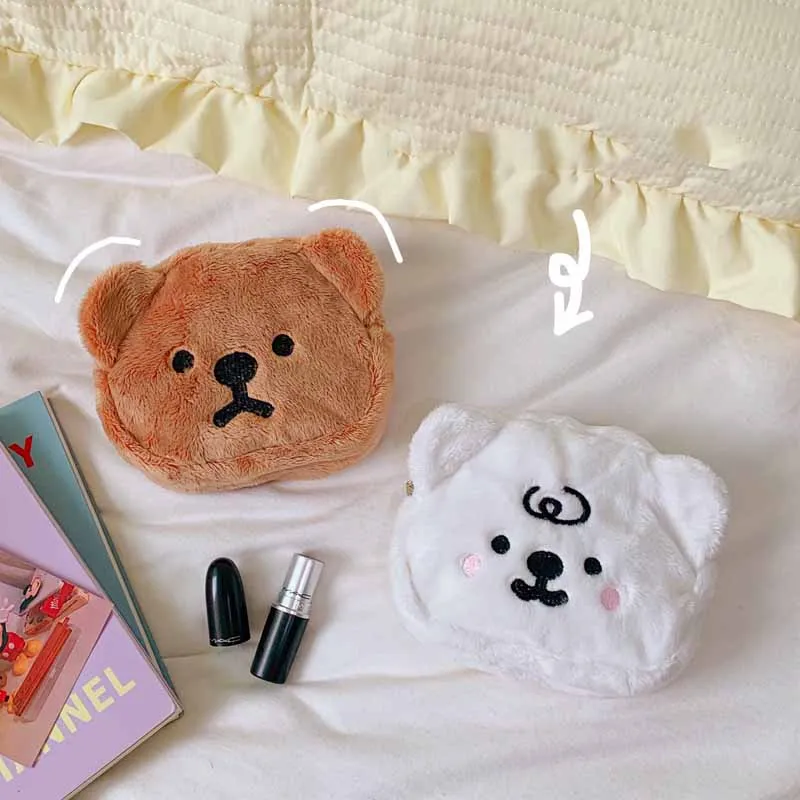 

Kawaii Cartoon Bear Sanitary Napkin Bag Mini Storage Bag Cute Plush Coin Purse Winter Women Sundries Storage Bag Cosmetic Case