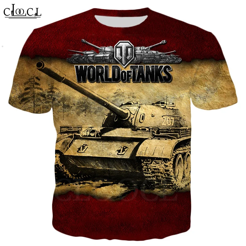 Новинка лета 2021 модная мужская футболка CLOOCL с принтом World of Tanks для игр