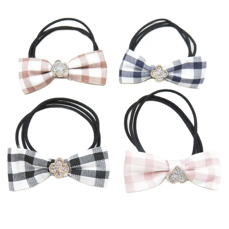 10 шт./лот простые тканевые эластичные повязки для волос в виде клевера девочек