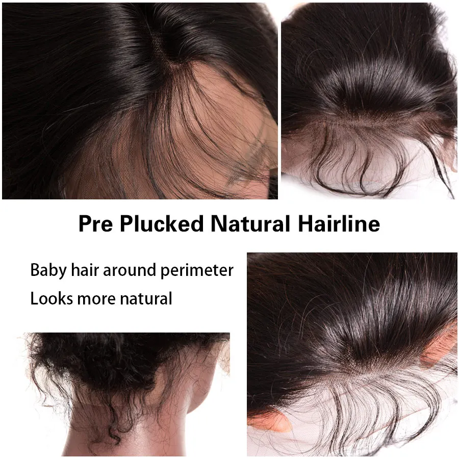 RXY 360 парик из натуральных волос на шнурках с волосами младенца перуанские прямые