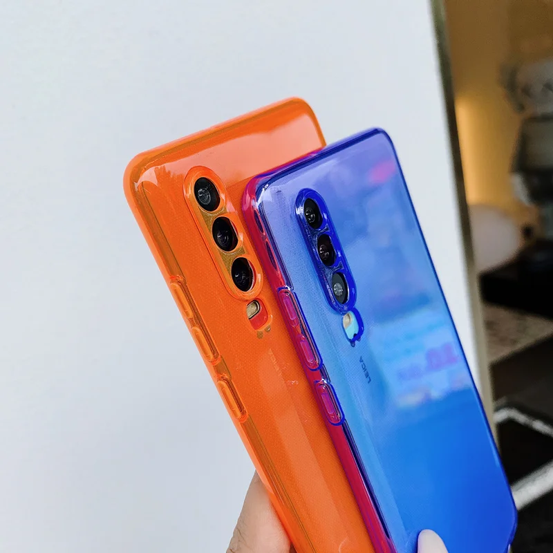 Флуоресцентный неоновый защитный чехол для телефона Huawei P40 Pro P20 P30 Lite Mate 30 Honor 20 Nova 7