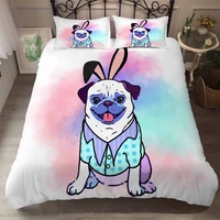 2020 new gift pet dog cotton bedding 3 piece digital printed bed sheet pillowcase