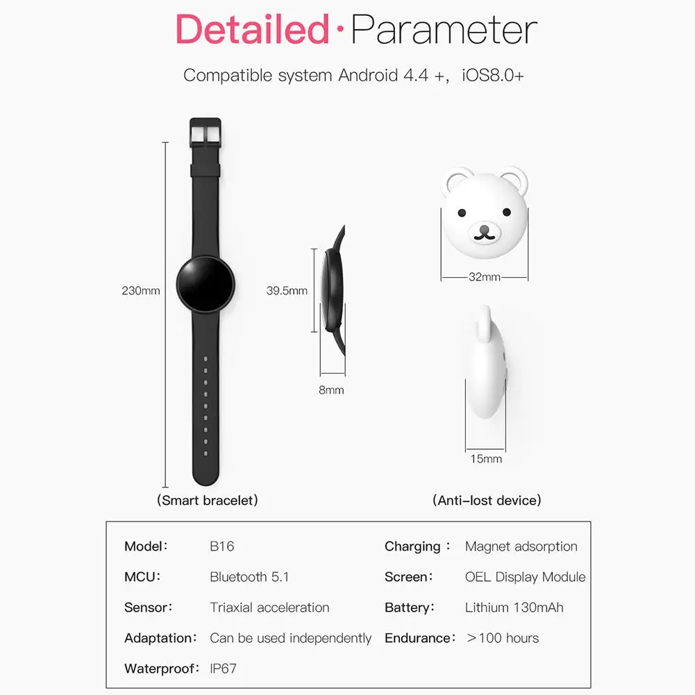 

B16 Smart Watch Multi-purpose Anti-lost Watch Ladies Physiological Period Management Call Information Reminder