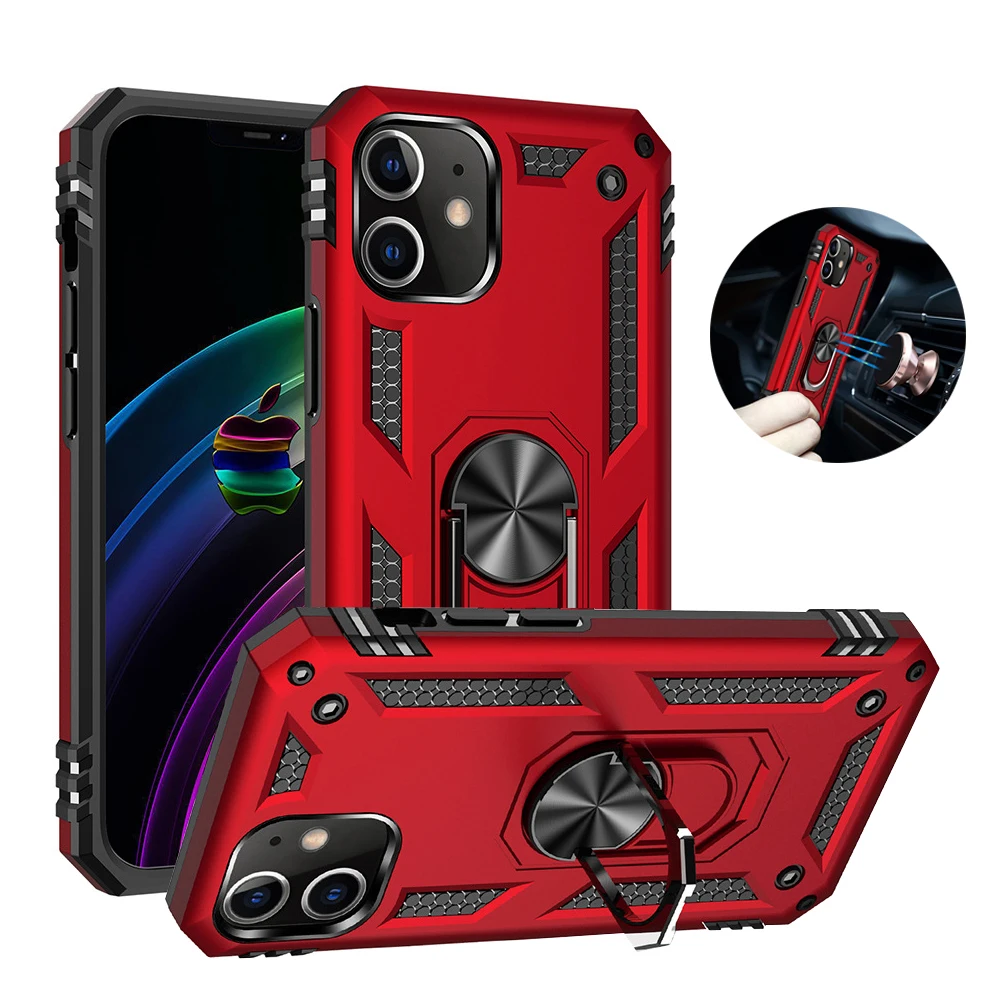 

Wholesale For Iphone 12 11 Pro Max X Xs Xr Se 2020 Case New Armor Car Magnetic Ring Stand Shockproof Full Protection Back Cover