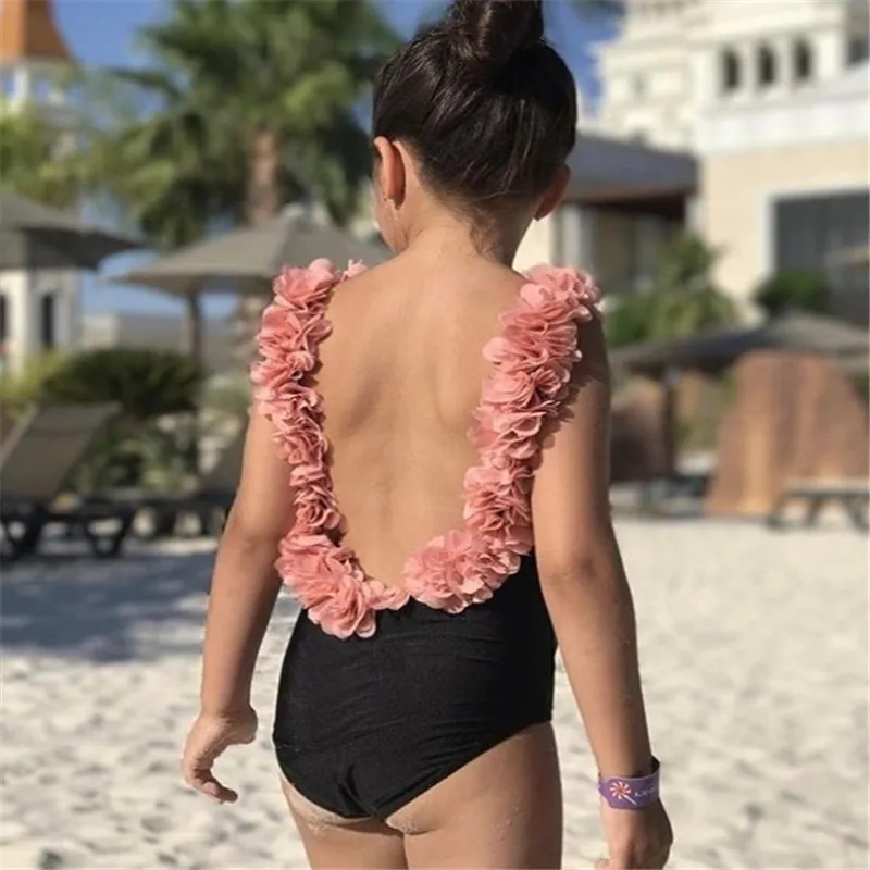 

Fashion Toddler Baby Girls Kids Sleeveless Watermelon Print Backless Flower Cute One-Piece Swimsuits Beachwear Bathing