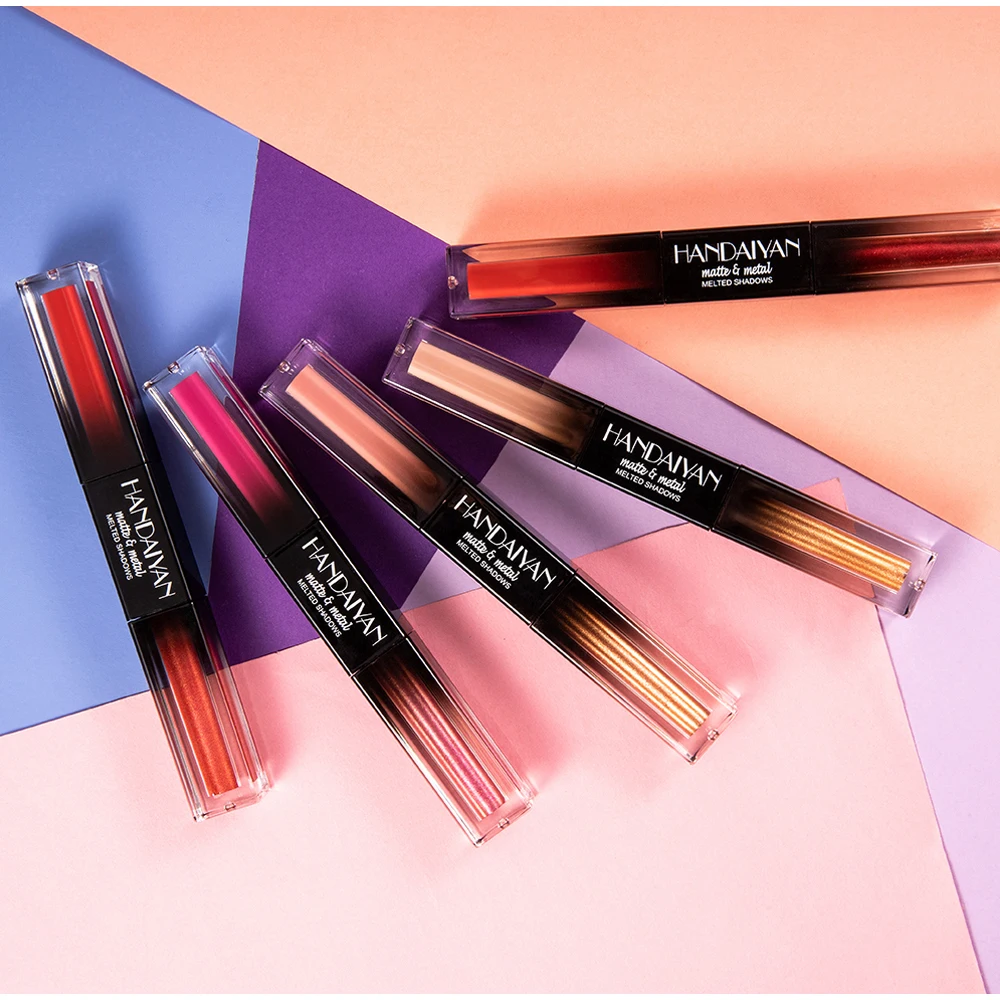 HANDAIYAN 2 в 1 жидкие матовые тени для век блестящие мерцающие водонепроницаемые Крем