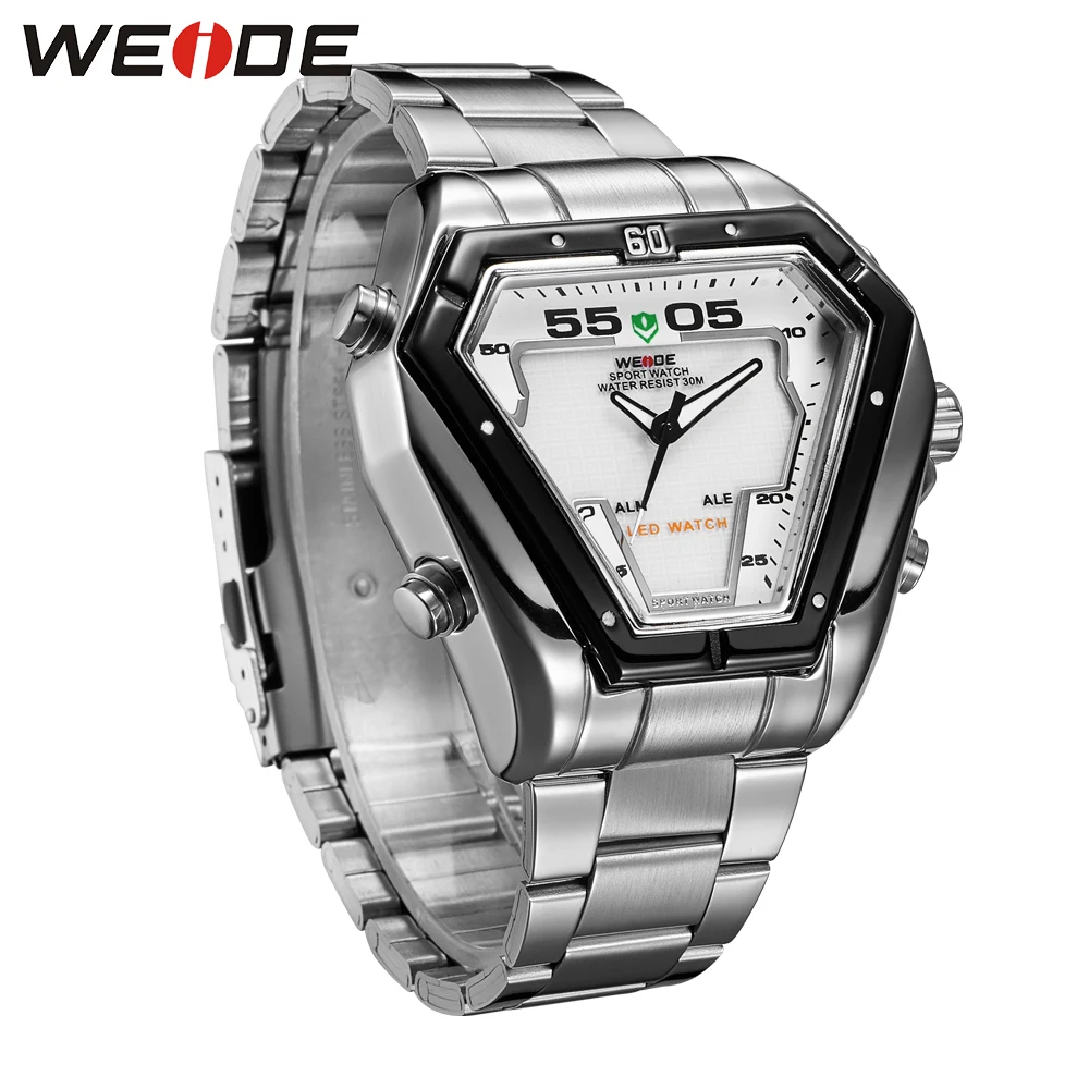 WEIDE мужские модные роскошные кварцевые часы с ремешком из нержавеющей стали