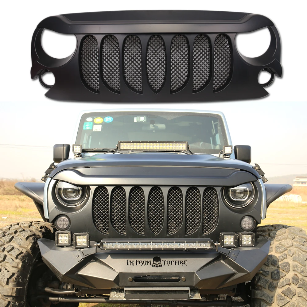 

_ JK передний гриль ABS черный сетчатый гриль для Jeep JK Wrangler 2007-2017