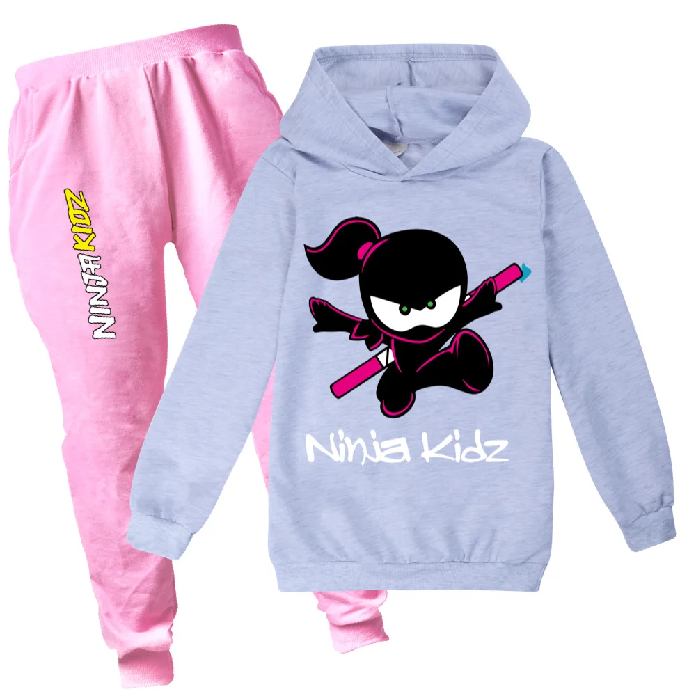 2022 New Spring and Autumn Children's NINJA KIDZ Kids Cotton Long Sleeve Hoodie Suit Boys Girls Sports Pullover Set 2-16Y