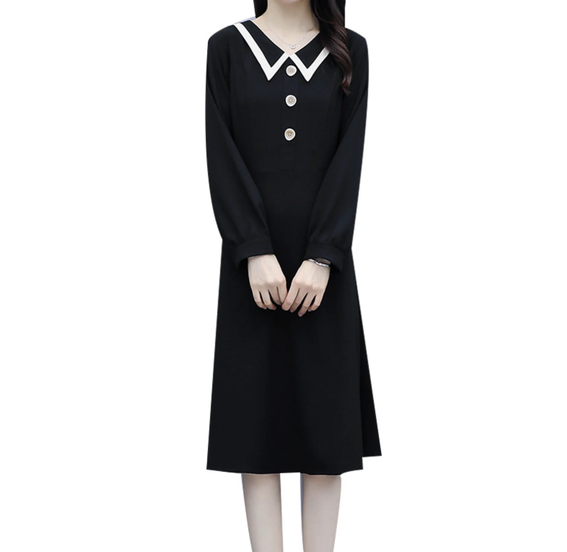 Новинка осенне-зимнее офисное платье для девушек во французском стиле женское