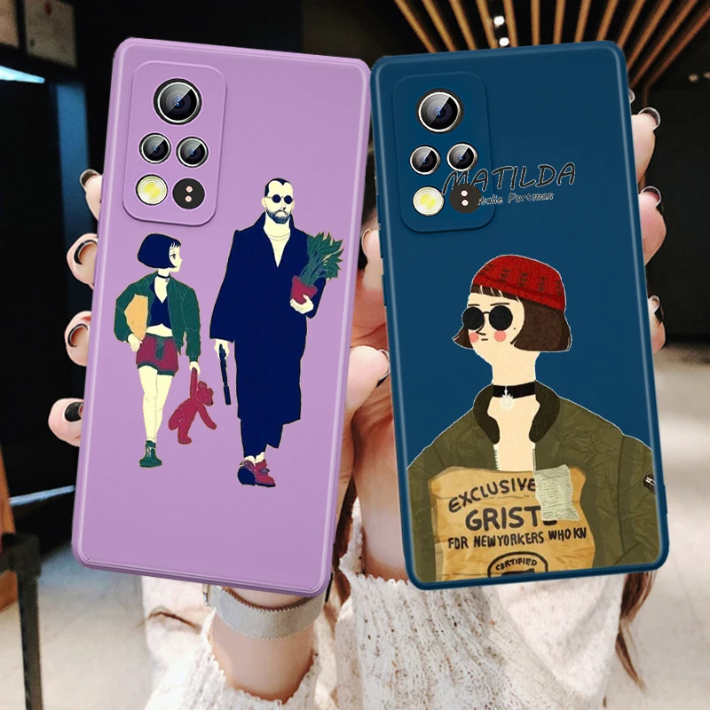 

Cute Leon Matilda Liquid Silicone Soft Cover For Honor 50 SE 30 30S 20 20i 10i 10X 9S 9C 9X Pro Plus Lite Phone Case