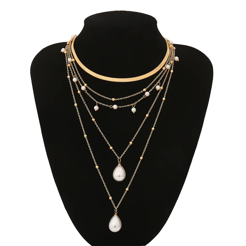 

Jewelry Necklace 2020 Multi-layer Imitation Pearl Tassel Collar Bohemian Necklace Personality Pendant Necklace Female Jewelry