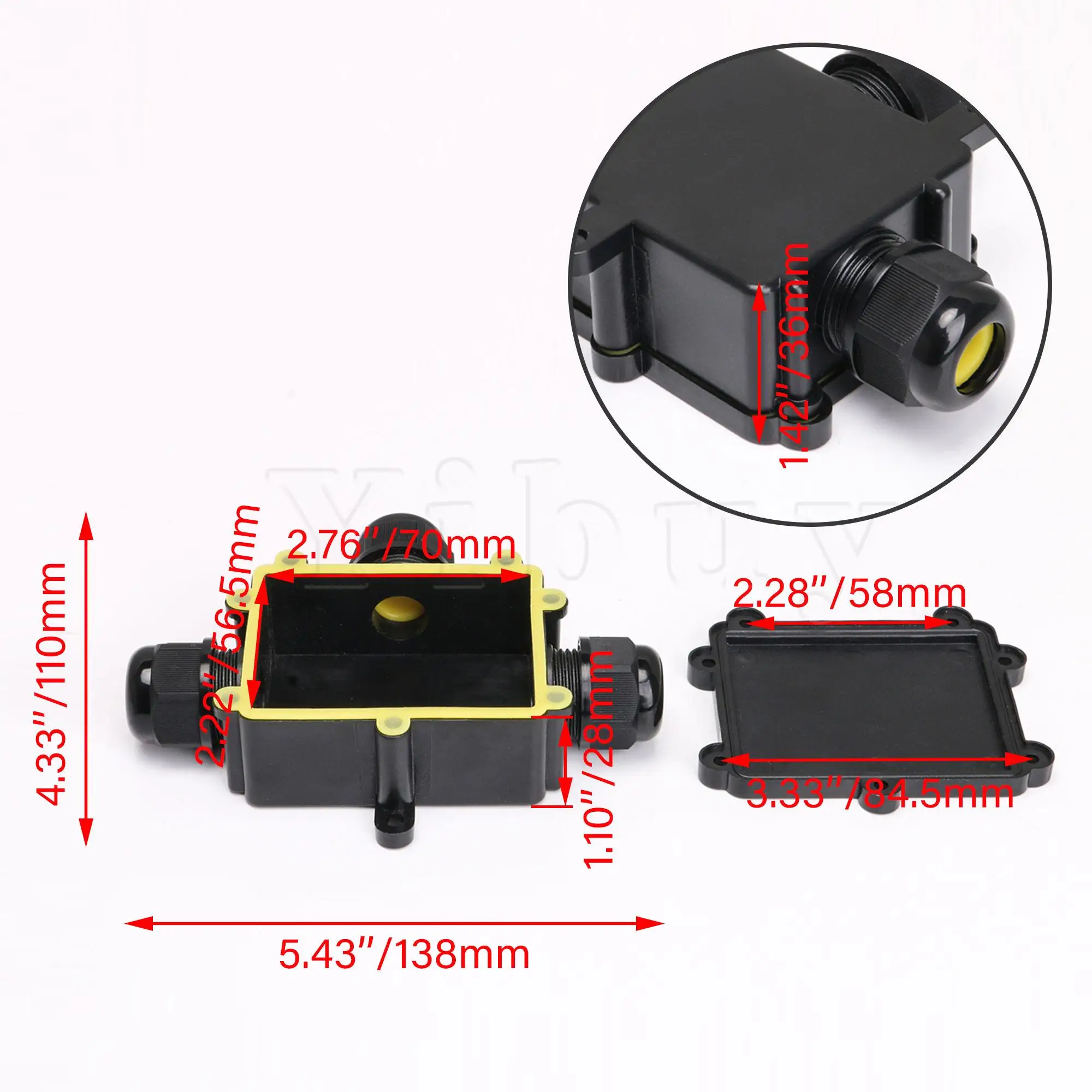 IP68 Electric Power коробка со шнуром для двухсторонней розетки Пластиковый