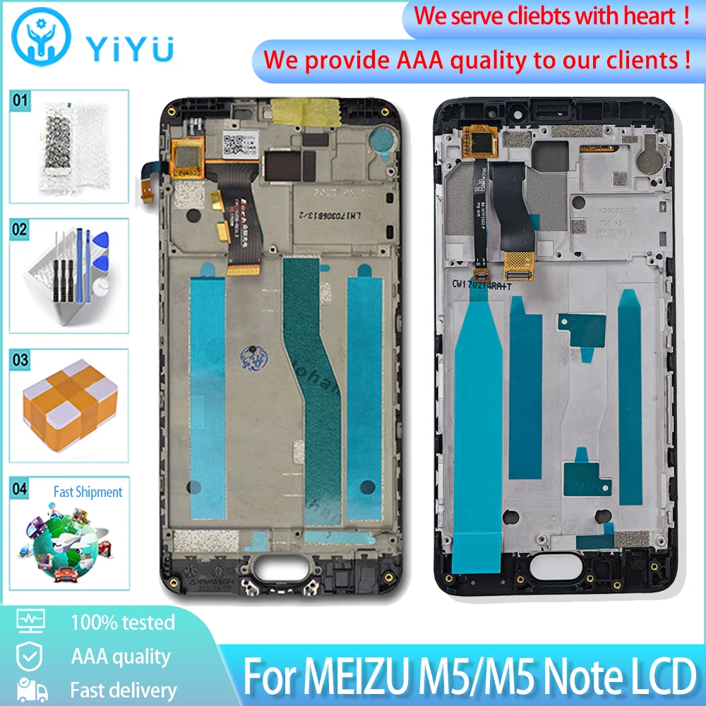 Оригинальный ЖК дисплей + рамка для Meizu M5/M5 Note сенсорный экран дигитайзер замена