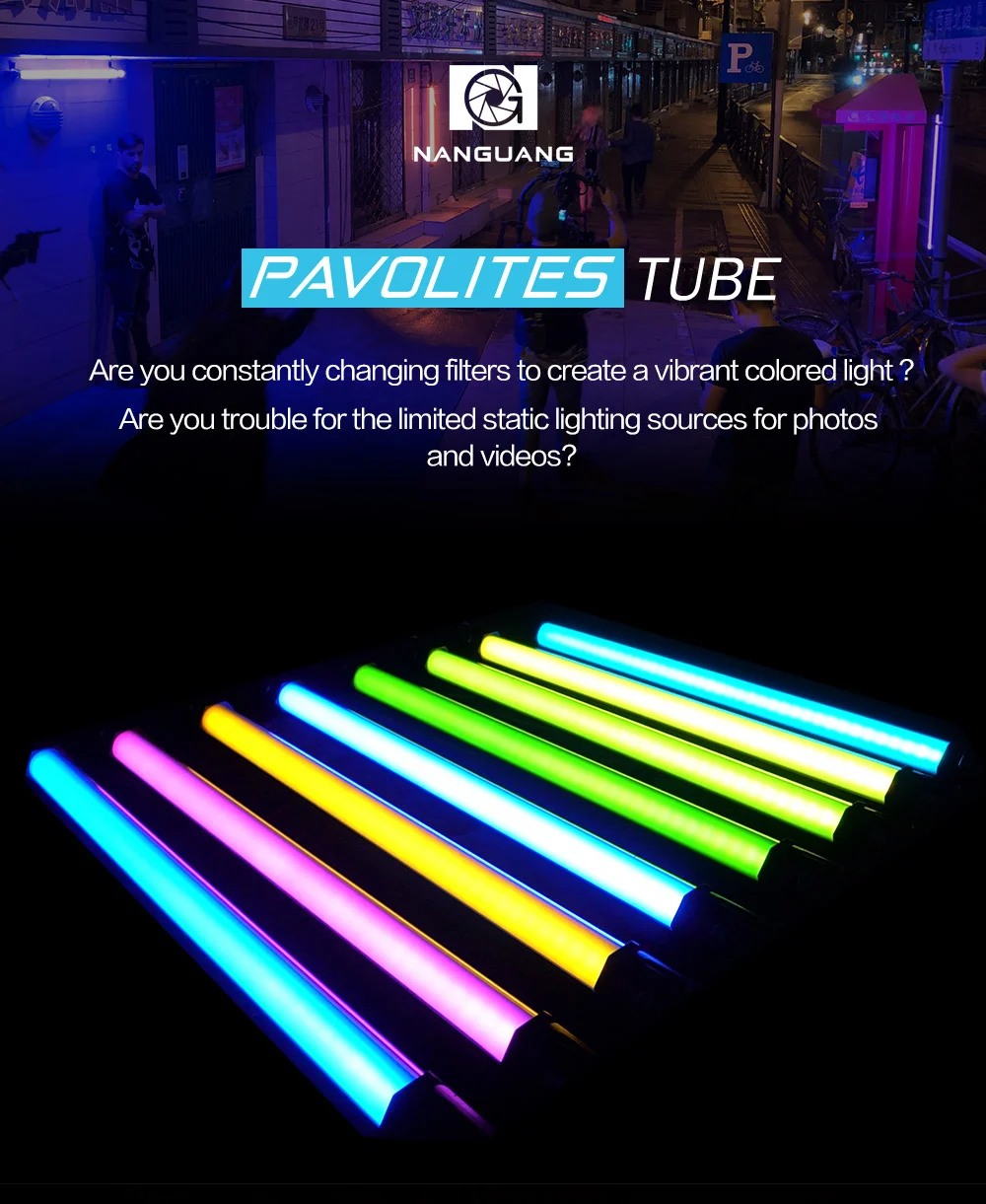 NANLITE NanGuang RGB светодиодный светильник, цветной светильник 2700 K-6500 K, светильник для фотосъемки, ручной светильник, палка для фото, видео, кино, Vlog