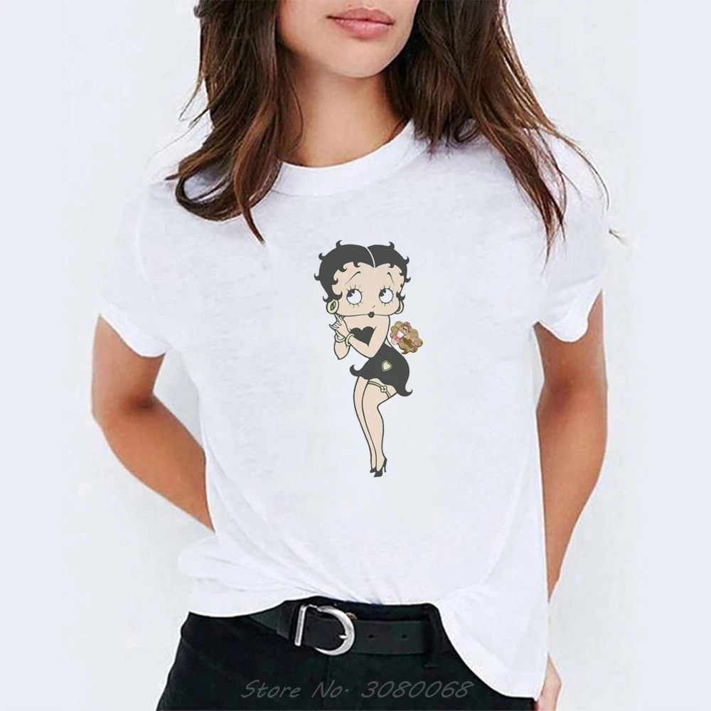 Betty Boop футболка женская летняя Эстетическая женская одежда футболка с Микки Маусом Женская Модная стильная женская футболка