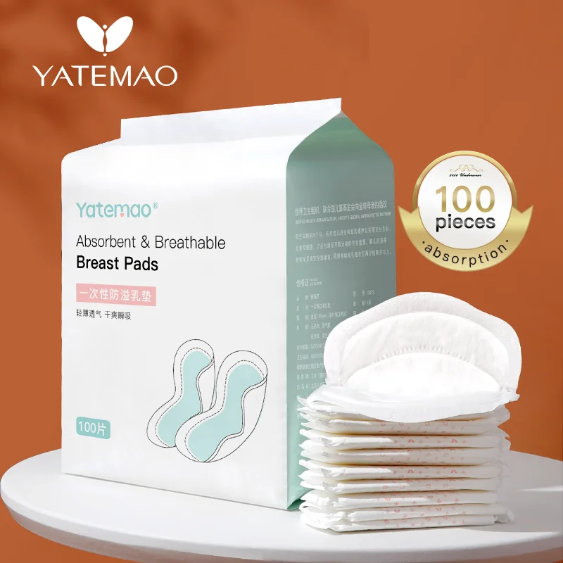 YATWEMAO-almohadillas desechables de algod&oacute;n para lactancia, almohadillas de maternidad transpirables, superabsorbentes, venta al por mayor, 100 unids/lote-0