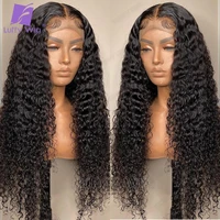 curly lace front wig human hair for black women pre plucked with baby hair brazilian remy 13x6 hd transparent lace frontal wigs