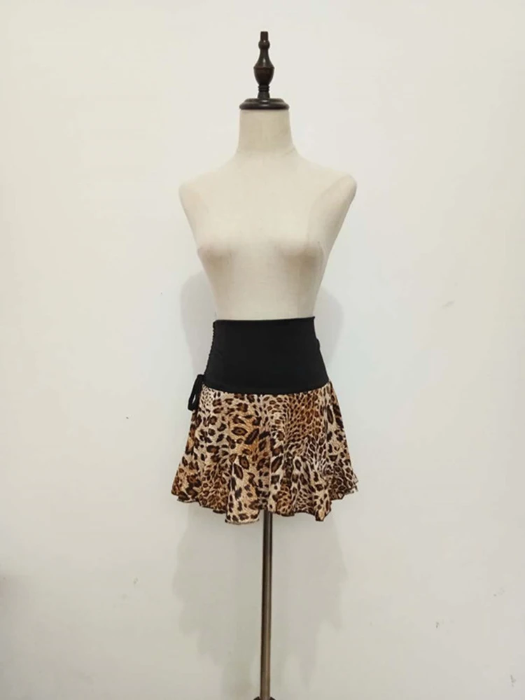 Юбка женская для латиноамериканских танцев с леопардовым принтом | Тематическая