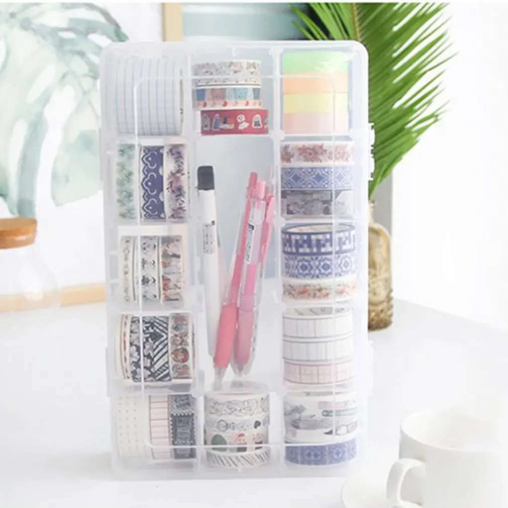 

Регулируемая прозрачная коробка для хранения, 15 ячеек, коробка для ювелирных изделий, пищевой полипропиленовый бумажный скотч, чехол, пласт...